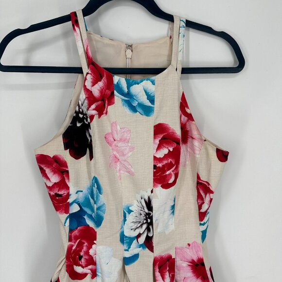 Guess Floral Fit & Flare Dress 2 Full Pleated Skirt Sleeveless Cocktail Red - Picture 5 of 9